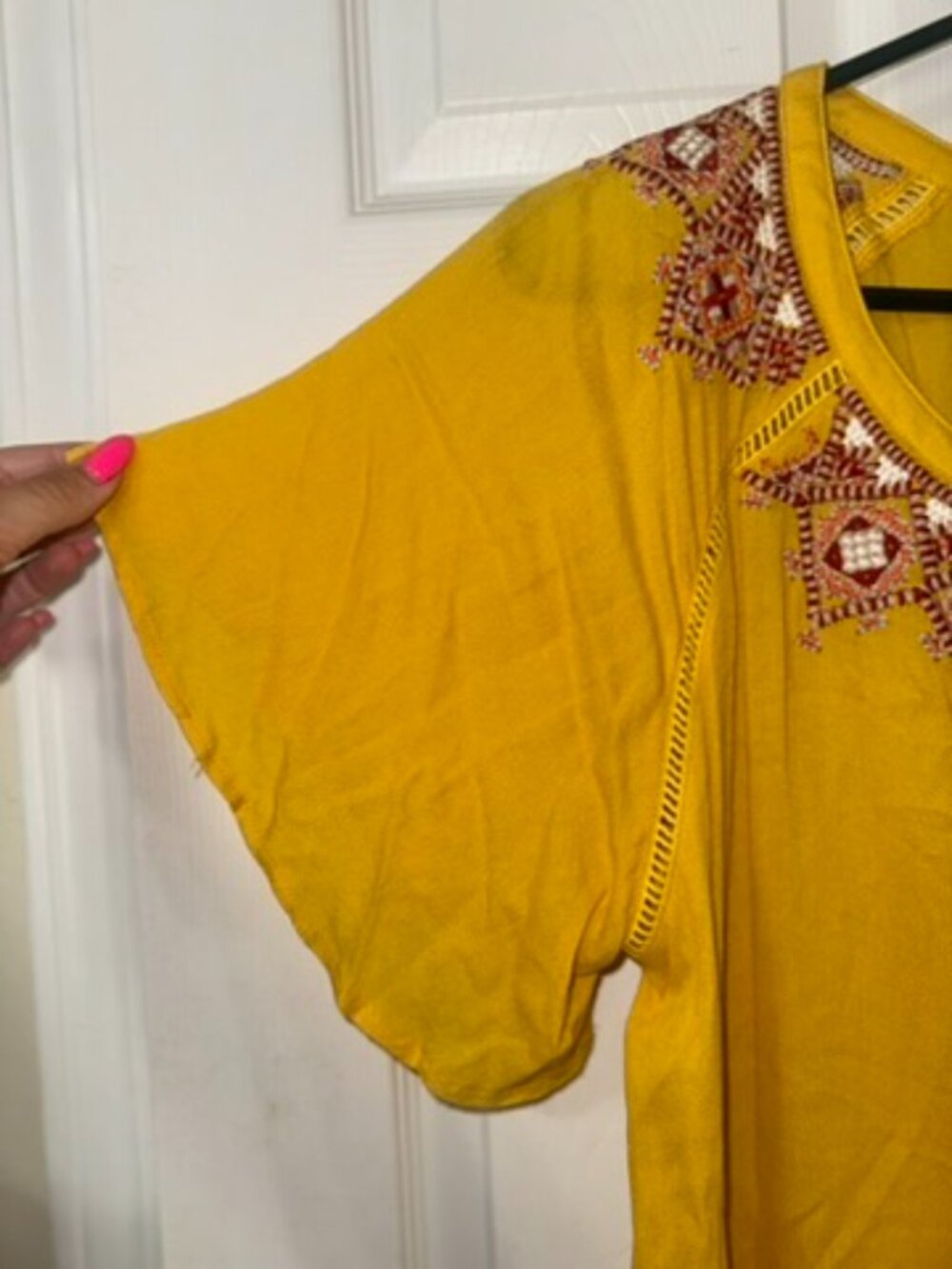 Yellow Ruffled Blouse by Easel - Picture 3 of 6